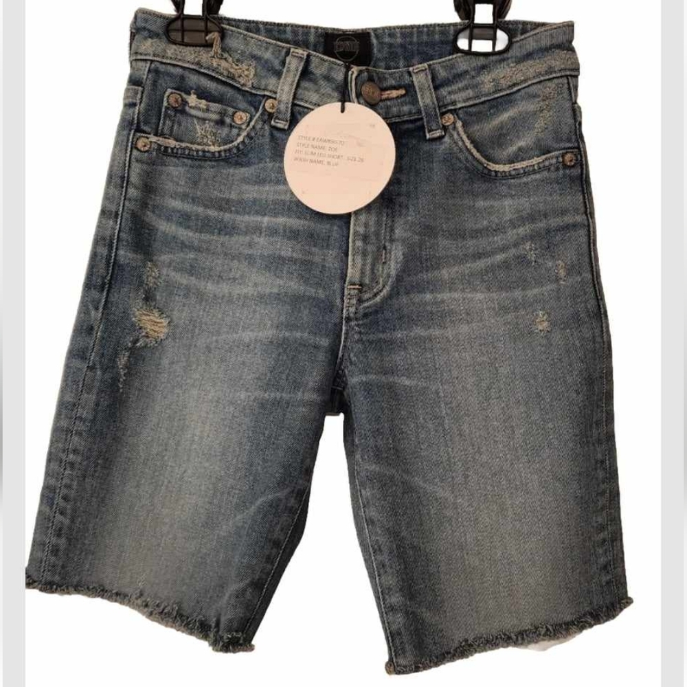 Edwin Zoe women's slim leg short distressed jean shorts In Vintage Blue size 26 - Picture 3 of 12